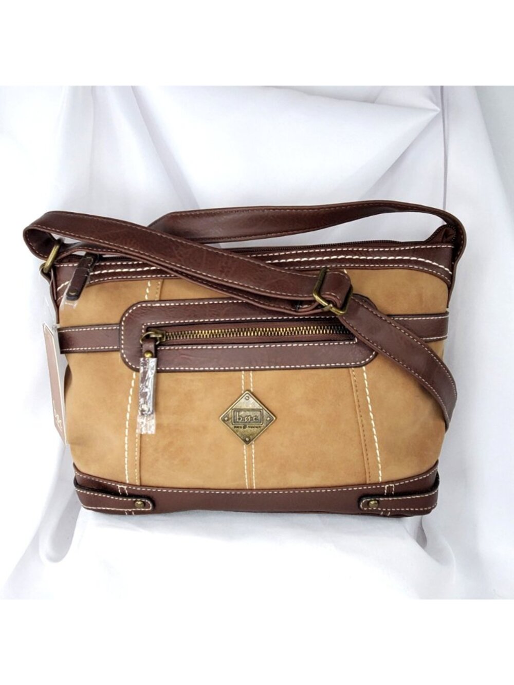 B.O.C. Saddle Brown‎ & Chocolate Crossbody Bag With Adjustable Strap NWT - Picture 2 of 10